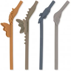 Kinderspielzeug Angebote 24 Konges Slojd - 4 Silikon Strohhalme - Stone Mix