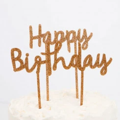 Kinderspielzeug Angebote 28 Meri Meri - Happy Birthday Cake Topper - Gold Acryl